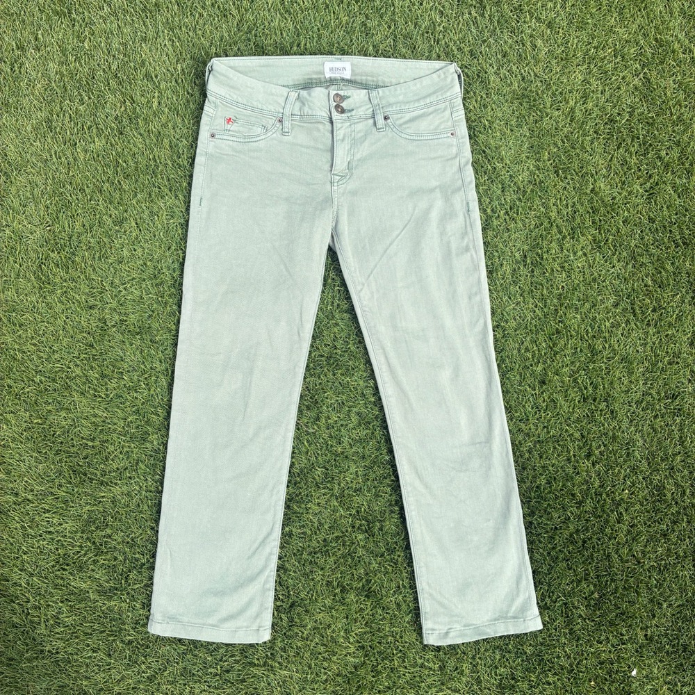 Hudson Jeans 29x24 Sage Green Straight Leg Low Rise Pants Women Stretch Twill